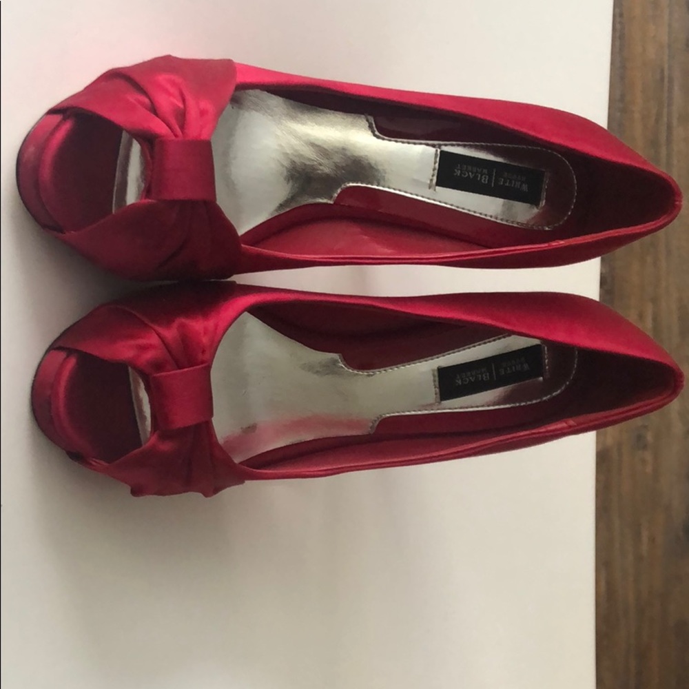 Red Satin Pumps. Worn once for a wedding.
